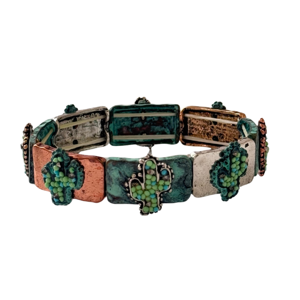 PULSERA BLOQUES RESORTE CACTUS MULTICOLOR