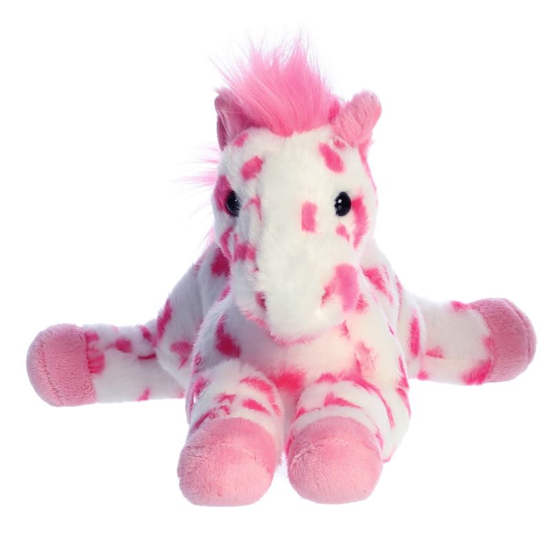 PELUCHE FINO CABALLO ROSA CON BLANCO 30CM
