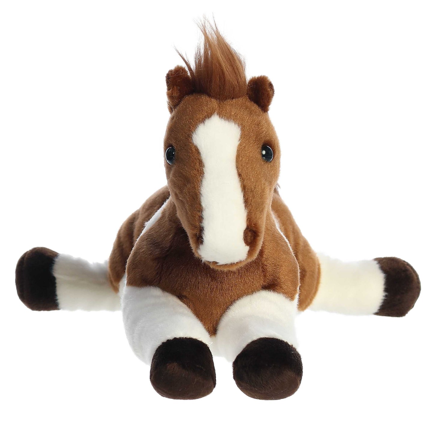 PELUCHE FINO CABALLO PINTO CAFÉ CON BLANCO 30CM