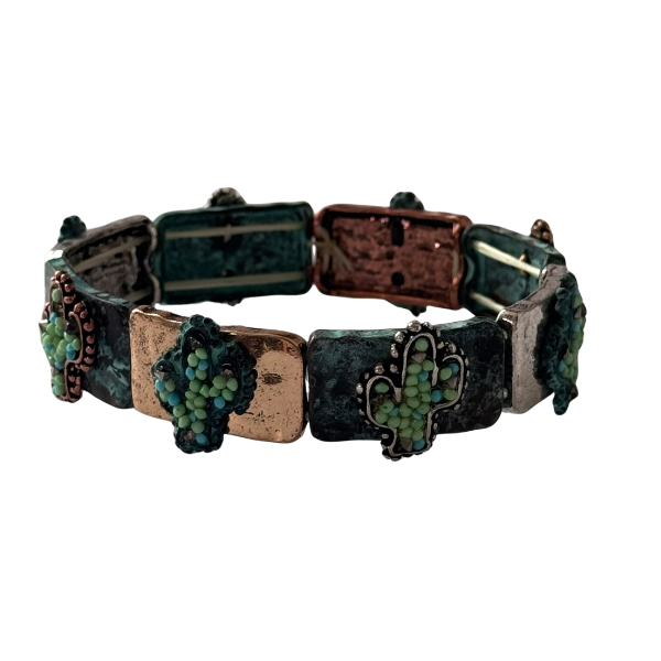 PULSERA BLOQUES RESORTE CACTUS MULTICOLOR