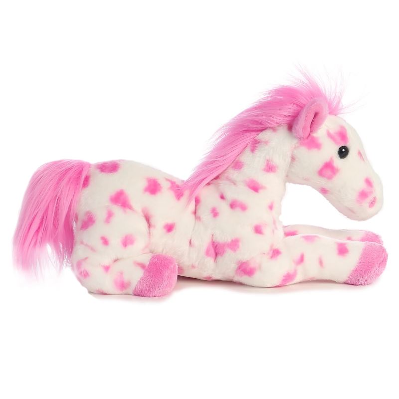 PELUCHE FINO CABALLO ROSA CON BLANCO 30CM