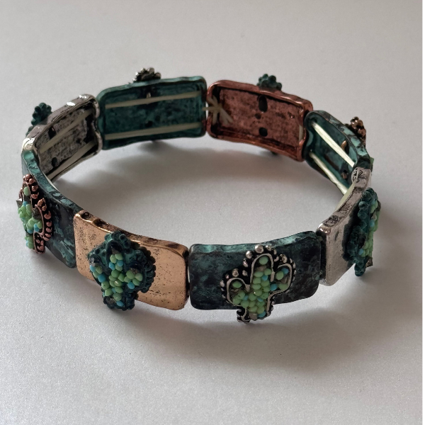 PULSERA BLOQUES RESORTE CACTUS MULTICOLOR