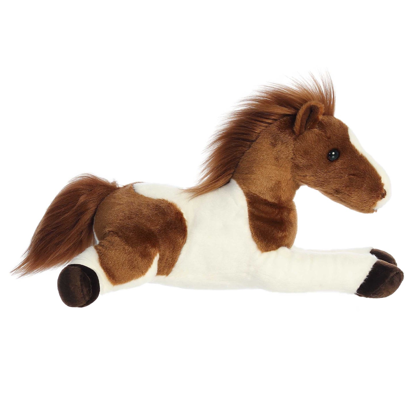 PELUCHE FINO CABALLO PINTO CAFÉ CON BLANCO 30CM