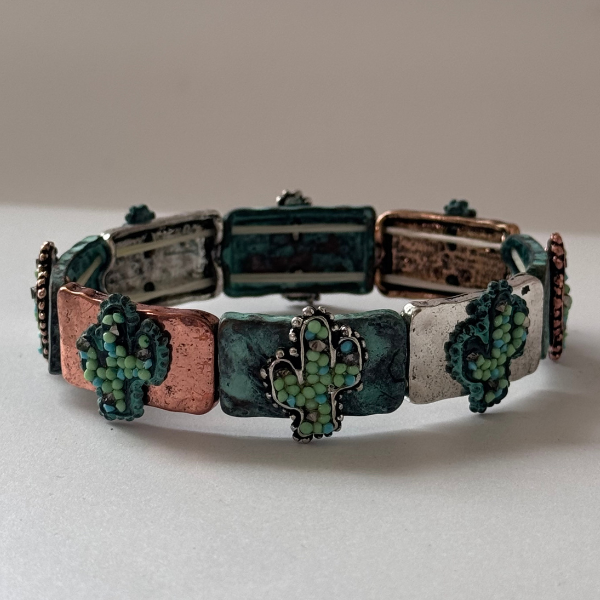 PULSERA BLOQUES RESORTE CACTUS MULTICOLOR