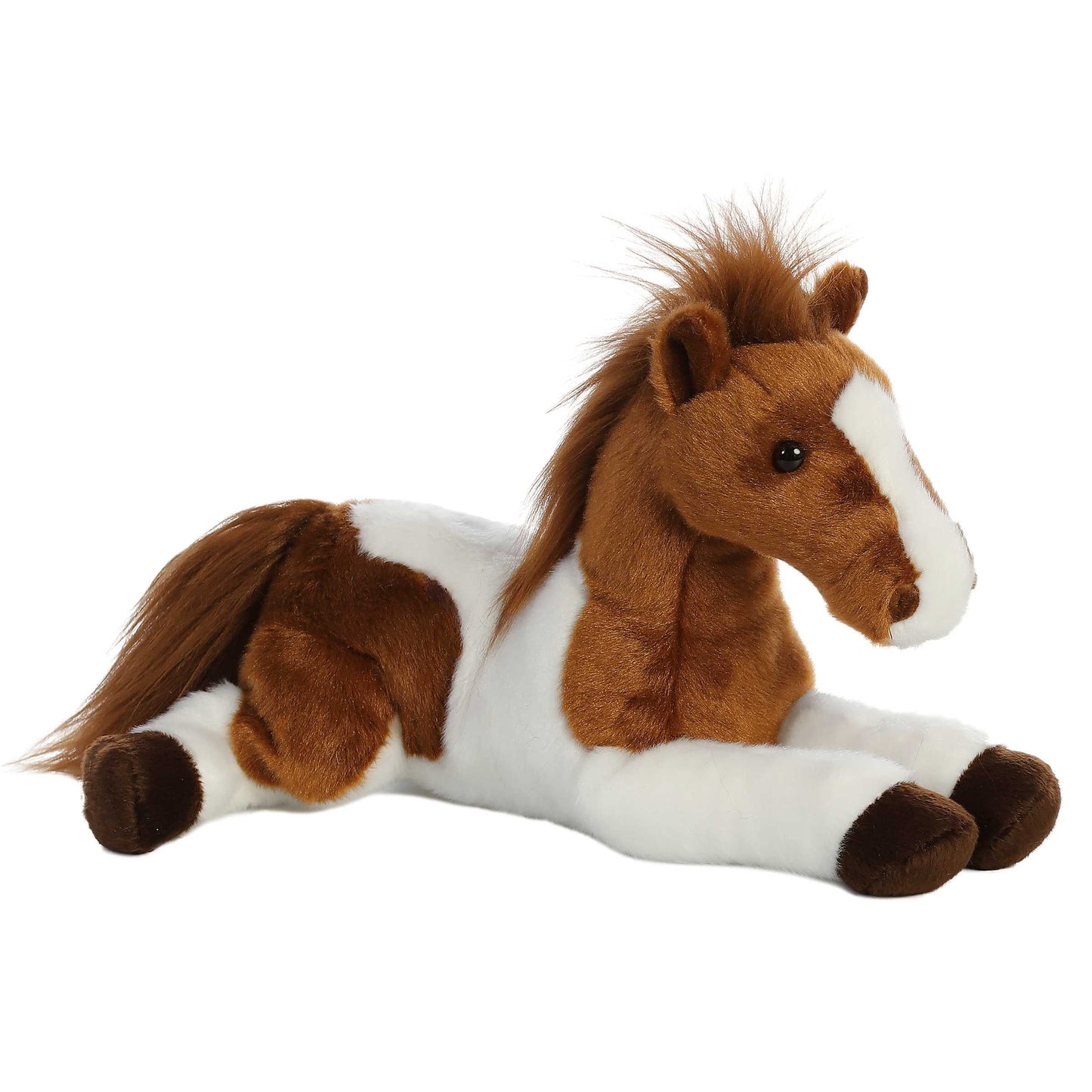 PELUCHE FINO CABALLO PINTO CAFÉ CON BLANCO 30CM