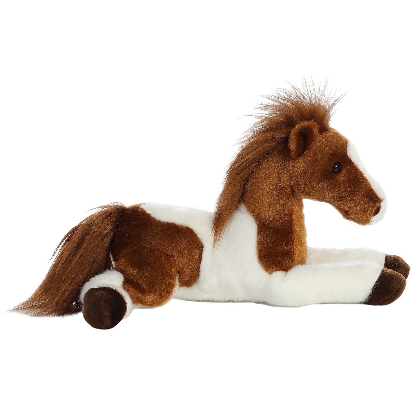 PELUCHE FINO CABALLO PINTO CAFÉ CON BLANCO 30CM