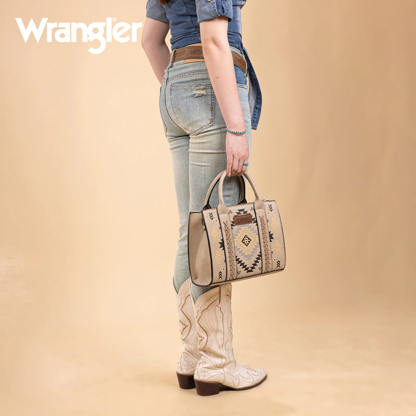 Bolso Wrangler Tote Bag Patrón Pintado Azteca Pintado Khaki WG2206-8120SKH