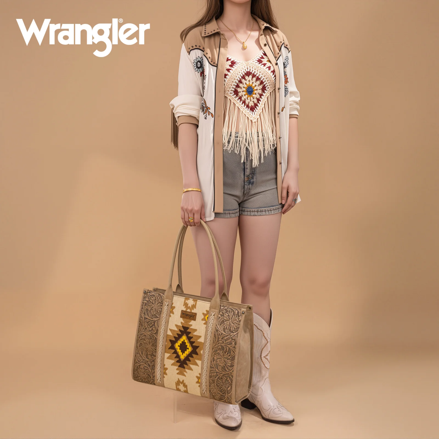 BOLSO WRANGLER GRANDE CINCELADA TAN WG226G-8119TN