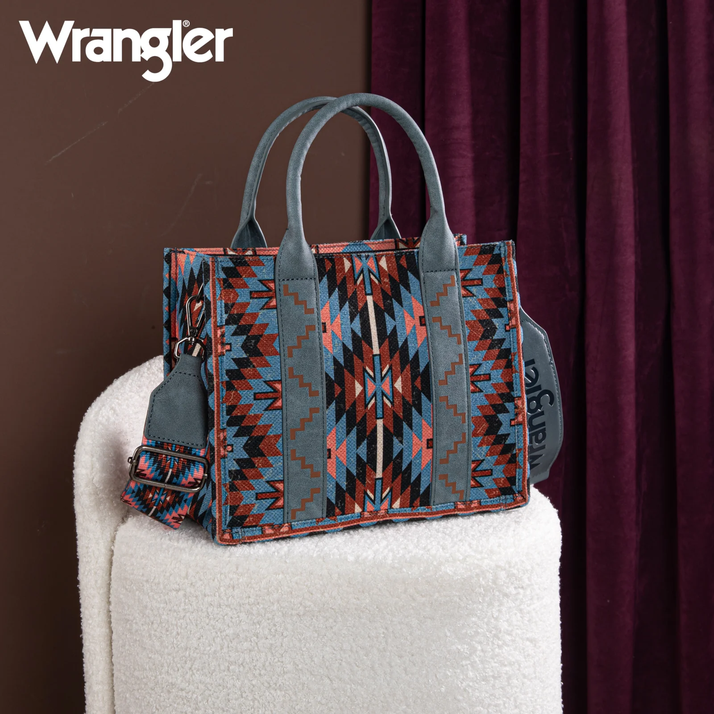 Bolso Wrangler Tote Bag Azteca Checotah Azul Xedron WG2213-8120SNY