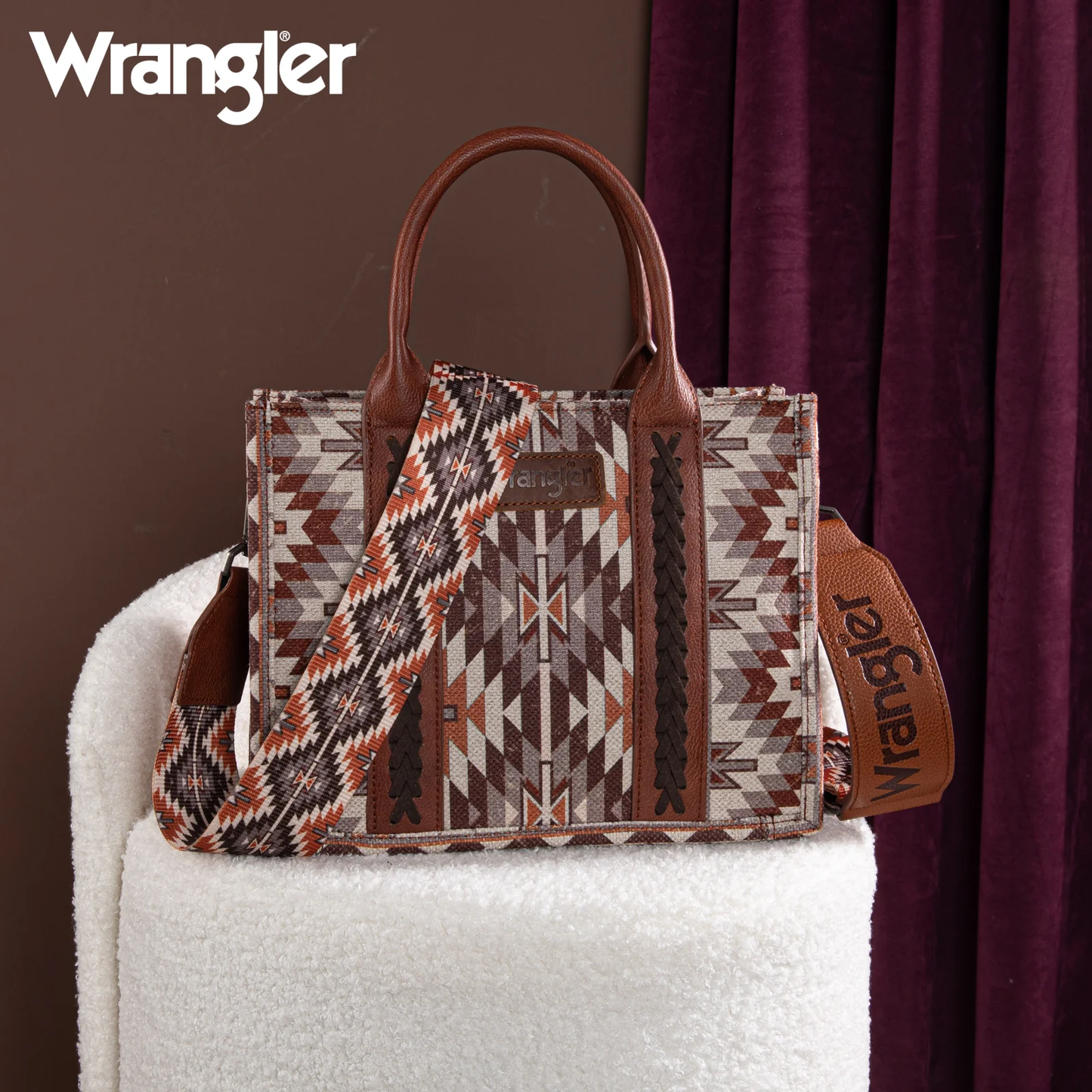 Bolso Wrangler Tote Bag Azteca Checotah Café WG2213-8120SBR