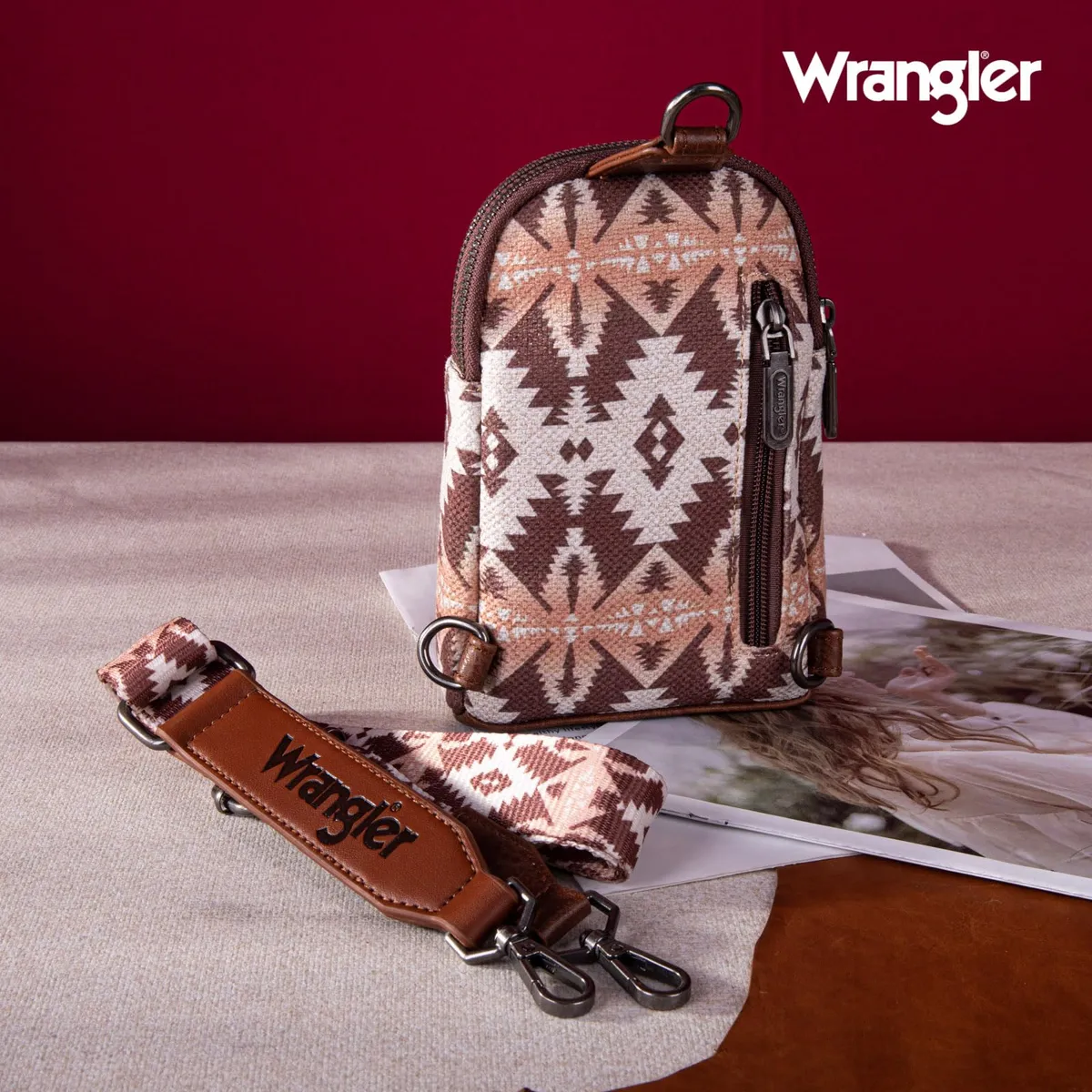 Bolso Crossbag Wrangler Cruzada Café Oscuro WG2205-210LCF