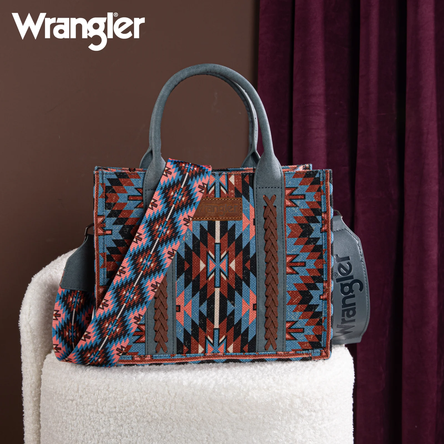 Bolso Wrangler Tote Bag Azteca Checotah Azul Xedron WG2213-8120SNY