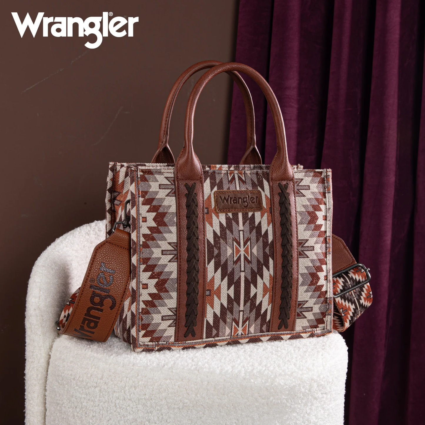 Bolso Wrangler Tote Bag Azteca Checotah Café WG2213-8120SBR