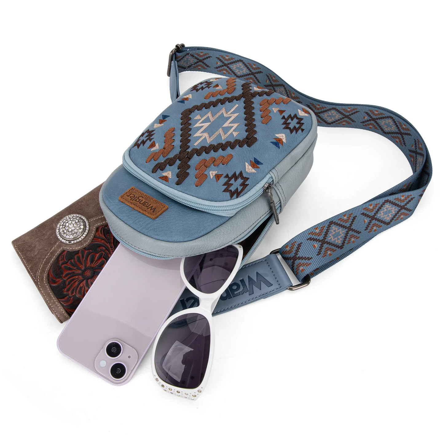 Bolso Crossbag Wrangler Cruzada Tipo Piel Azul Jean WG2214-210JN