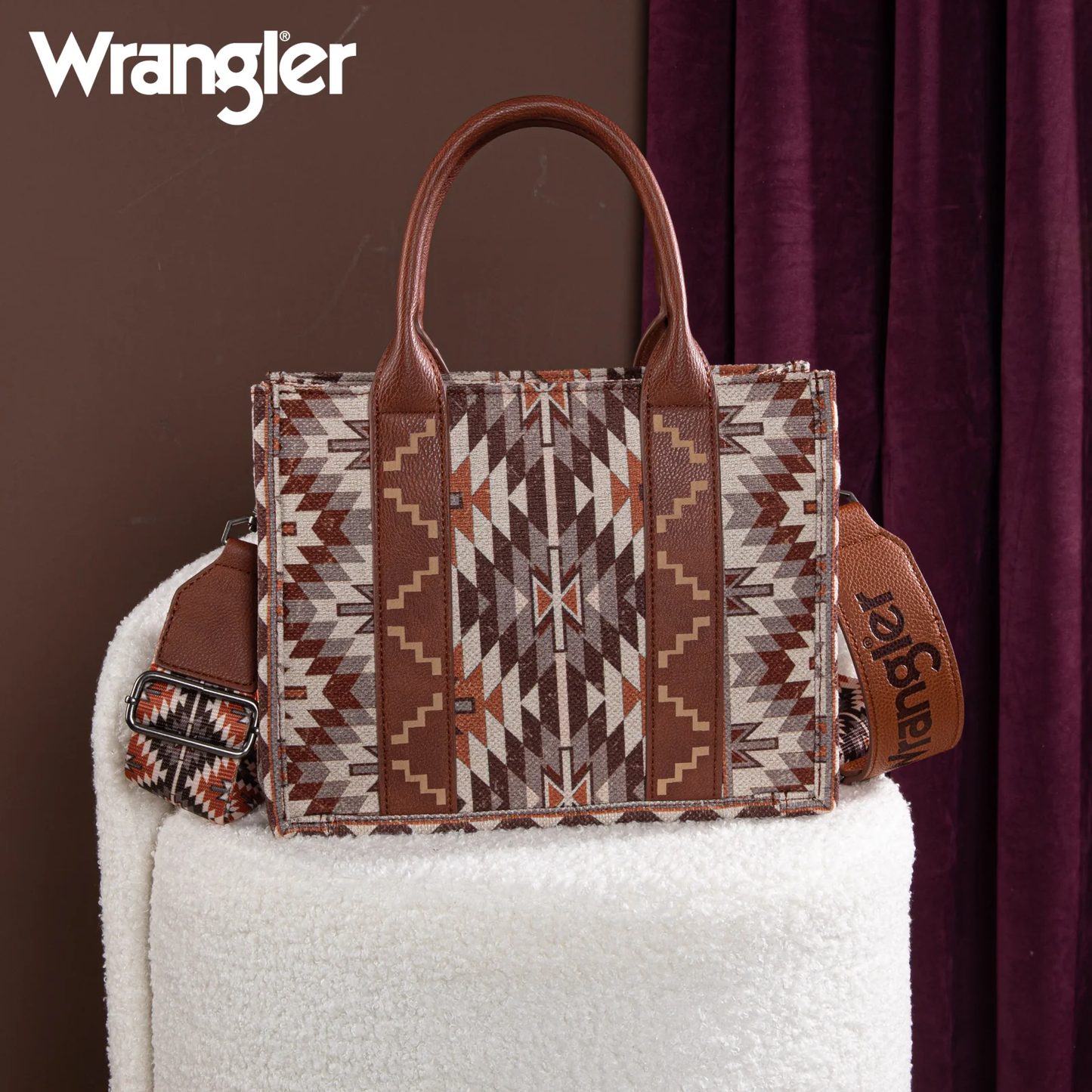 Bolso Wrangler Tote Bag Azteca Checotah Café WG2213-8120SBR