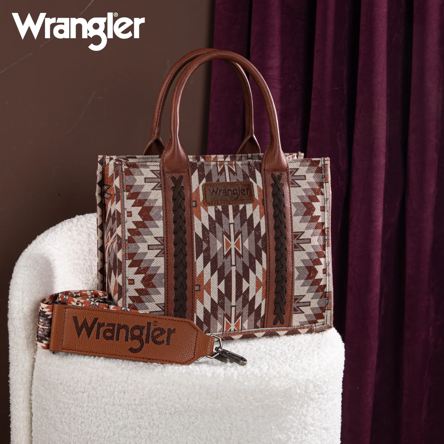 Bolso Wrangler Tote Bag Azteca Checotah Café WG2213-8120SBR