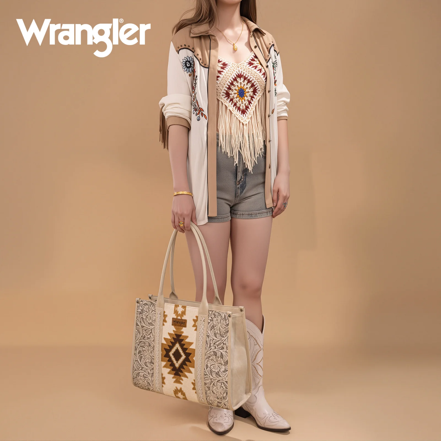BOLSO WRANGLER GRANDE CINCELADA BEIGE WG226G-8119BG