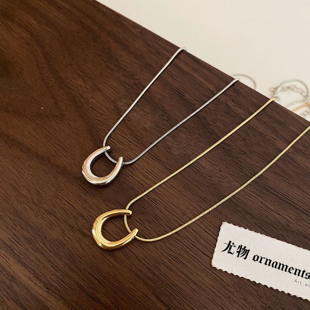 Collar Acero Dije Herradura Minimalista