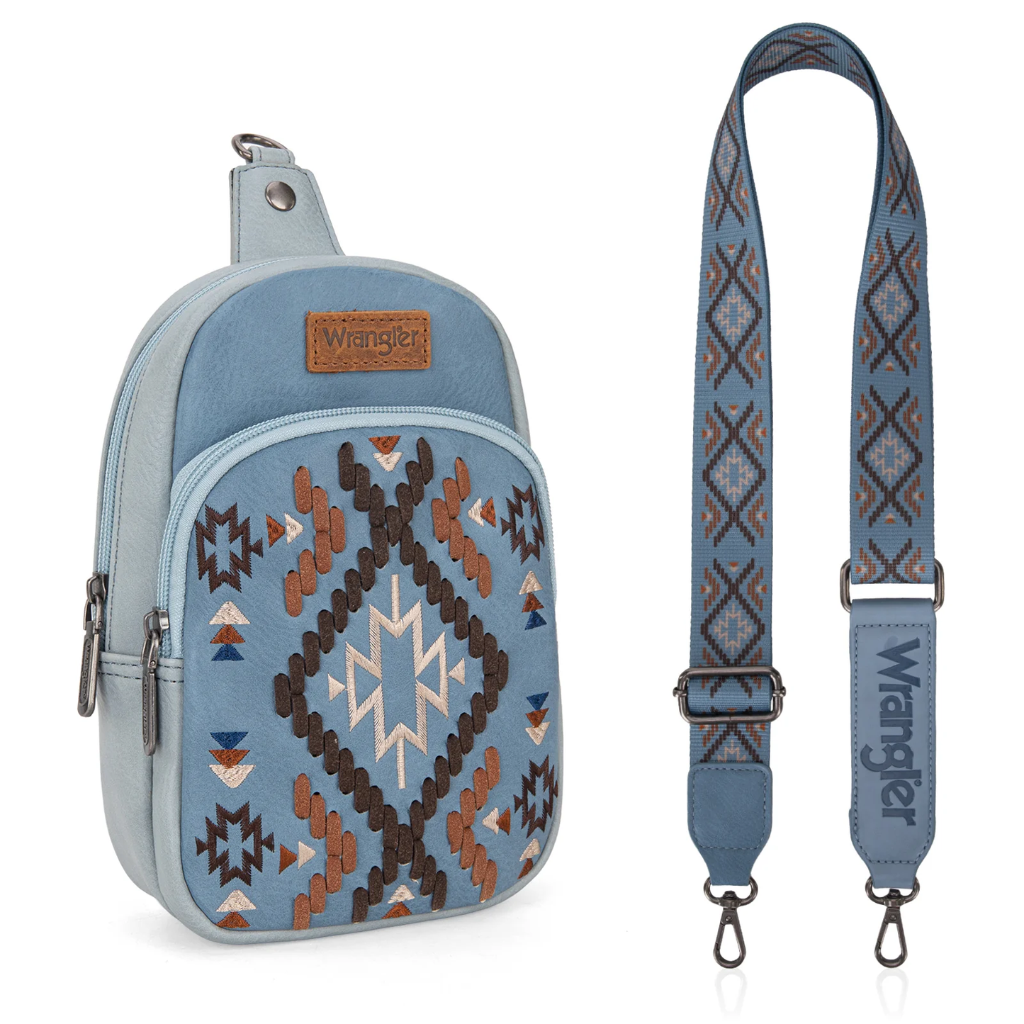 Bolso Crossbag Wrangler Cruzada Tipo Piel Azul Jean WG2214-210JN