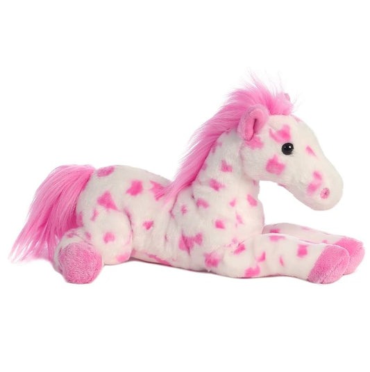PELUCHE FINO CABALLO ROSA CON BLANCO 30CM