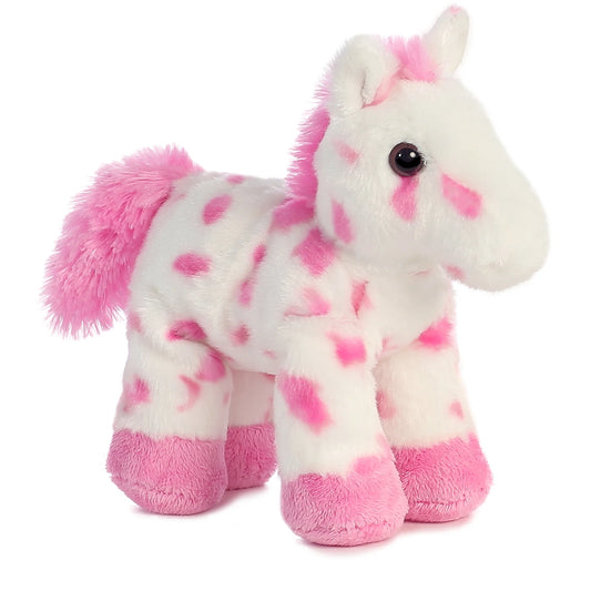 PELUCHE CABALLO PEQUEÑO ROSA PINTO 21CM