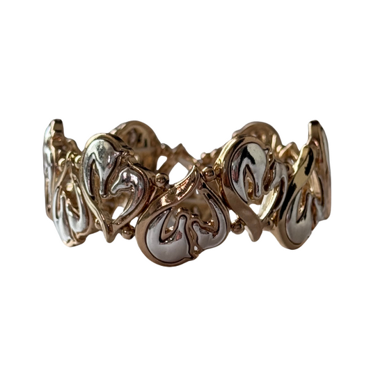 PULSERA DOS CABALLOS DORADO Y PLATA