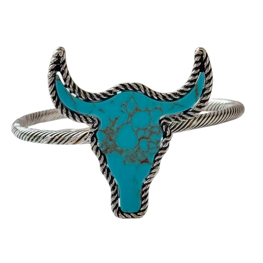 PULSERA TIPO BRAZALETE TORO PIEDRA TURQUESA