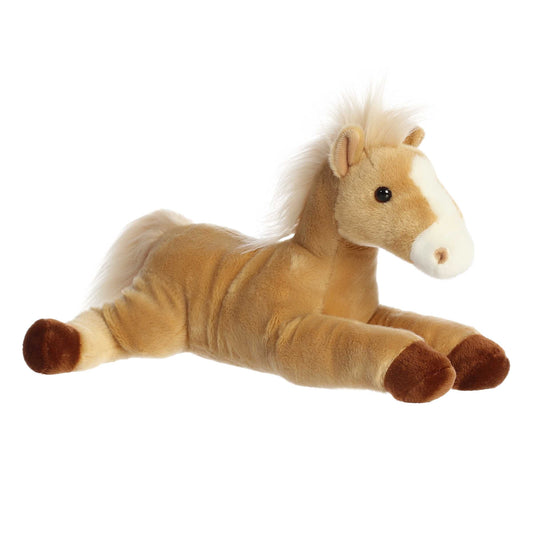 PELUCHE FINO CABALLO BAYO BEIGE 30CM