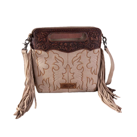 Bolsa Wrangler con Flecos Tipo Bota Cincelada Beige Barbas WG110-G2010TN