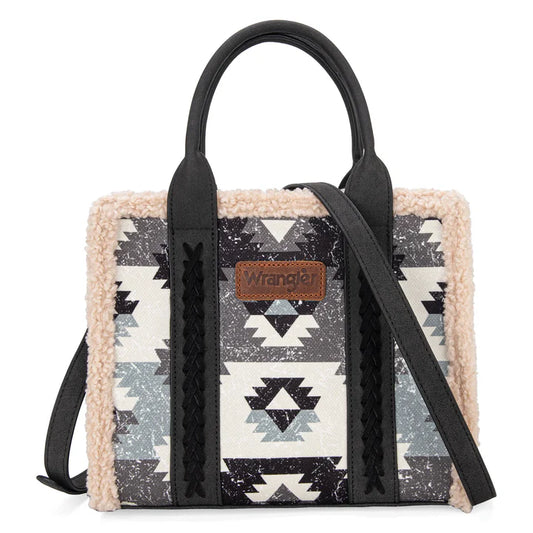 BOLSO WRANGLER TOTE BAG AZTECA NEGRA CON SHERPA BLANCA WG166G-8120BK