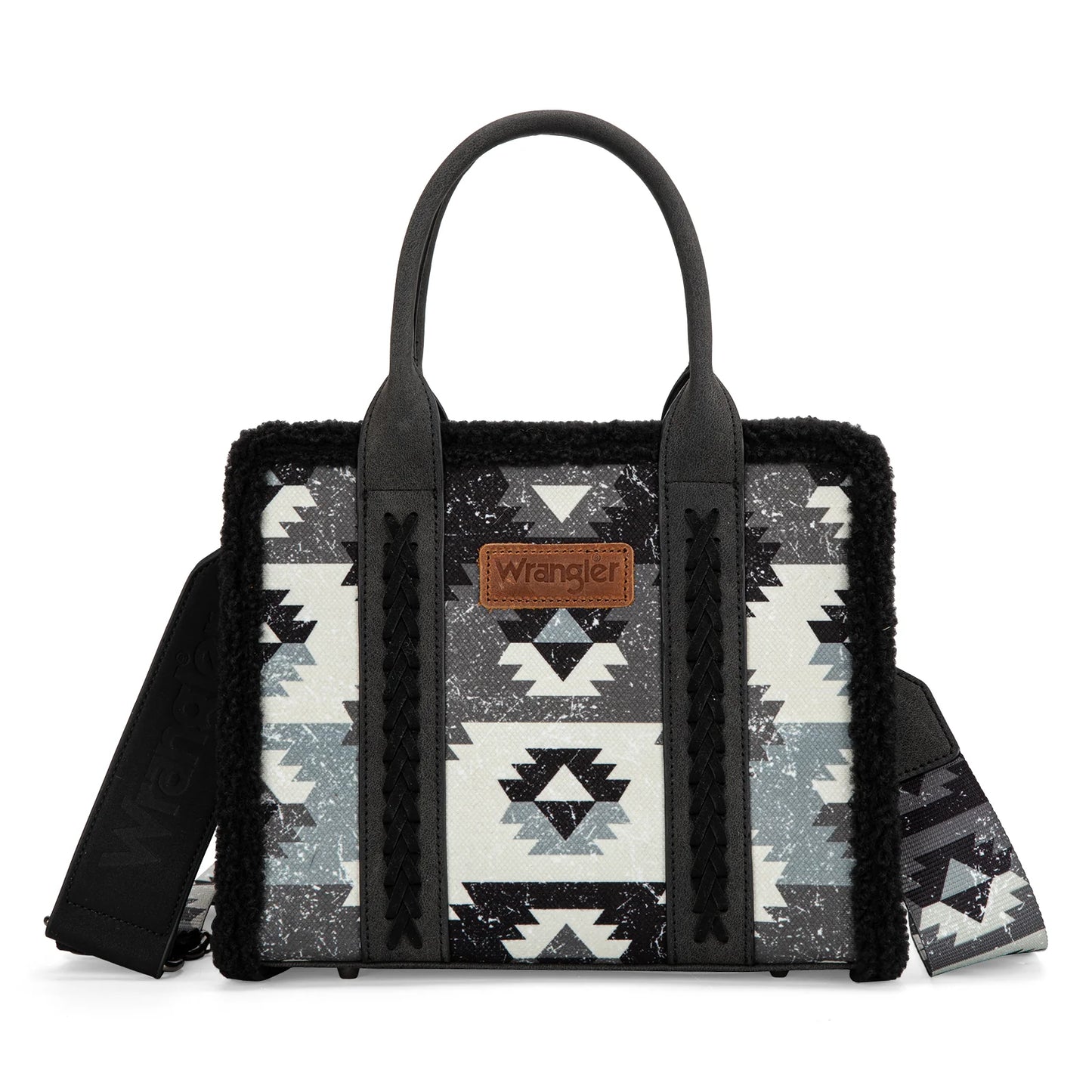 BOLSO WRANGLER TOTE BAG AZTECA NEGRA CON SHERPA WG166G-8120SBK
