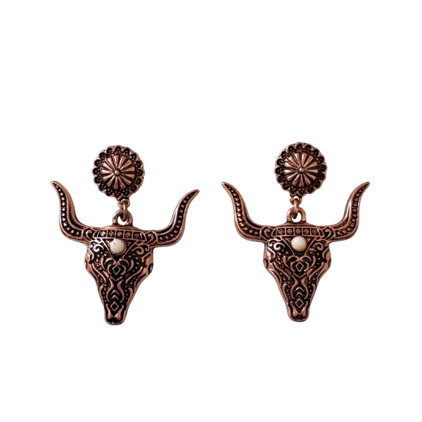 ARETES COLGANTES TORO CON PIEDRA