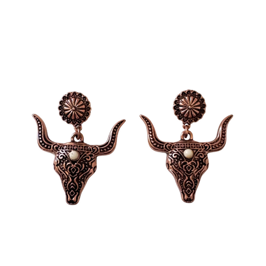 ARETES COLGANTES TORO CON PIEDRA