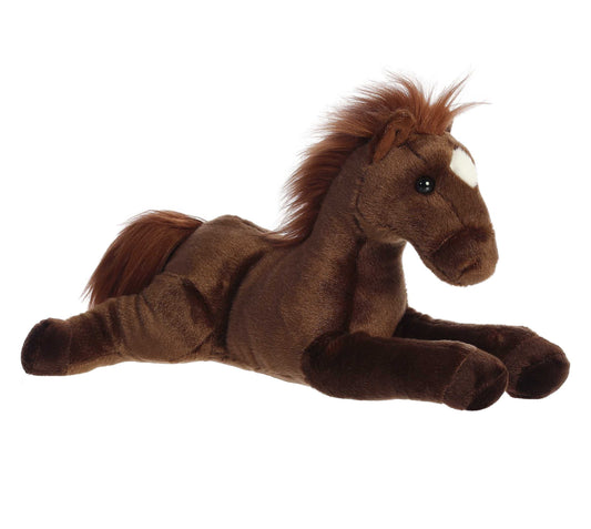 PELUCHE FINO CABALLO FORAJIDO OUTLAW CAFÉ OSCURO 30CM