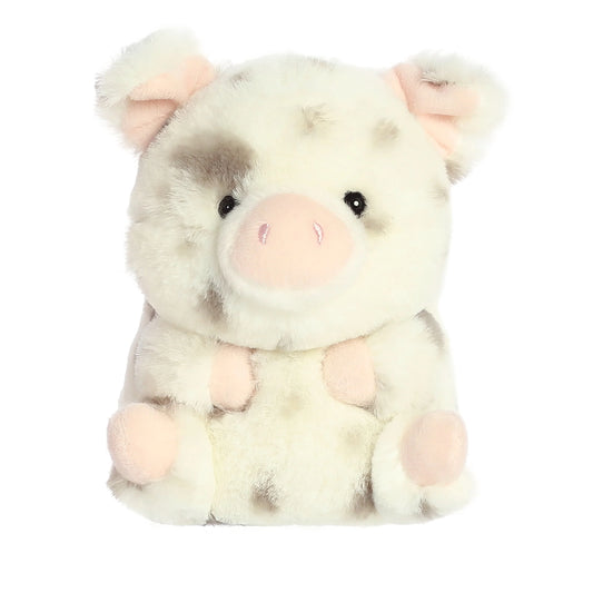 PELUCHE CERDITO PEQUEÑO PINTO GRIS CON BLANCO