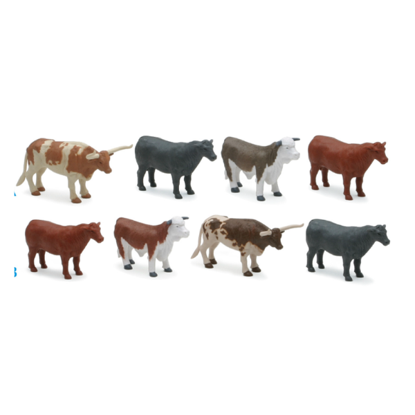 JUGUETE SET 4 TOROS COUNTRY LIFE DIFERENTES RAZAS ESCALA 1:18