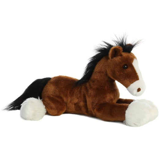 PELUCHE FINO CABALLO CAFÉ CON BLANCO CAPTAIN 30CM