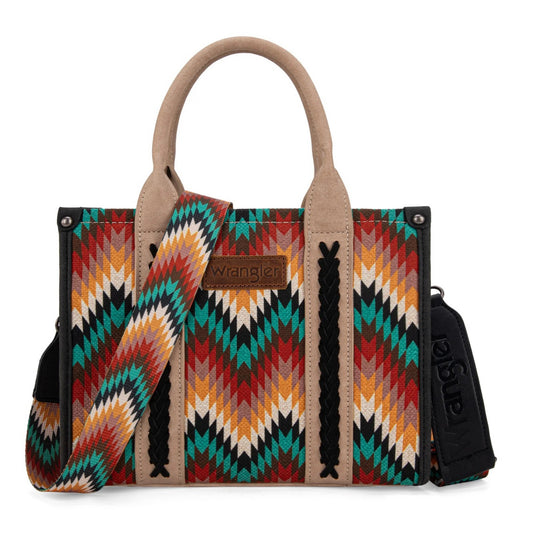 BOLSO WRANGLER TOTE BAG AZTECA NEGRA CON SHERPA CAMEL CON COLORES WG2211-8120SBK