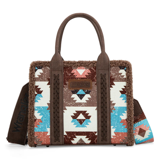 BOLSO WRANGLER TOTE BAG AZTECA NEGRA CON SHERPA BROWN MG166-8120SCF