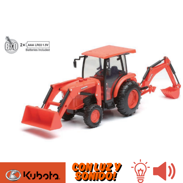 JUGUETE TRACTOR KUBOTA ESCALA 1:18 CON LUZ Y SONIDO