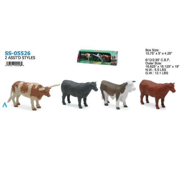 JUGUETE SET 4 TOROS COUNTRY LIFE DIFERENTES RAZAS ESCALA 1:18