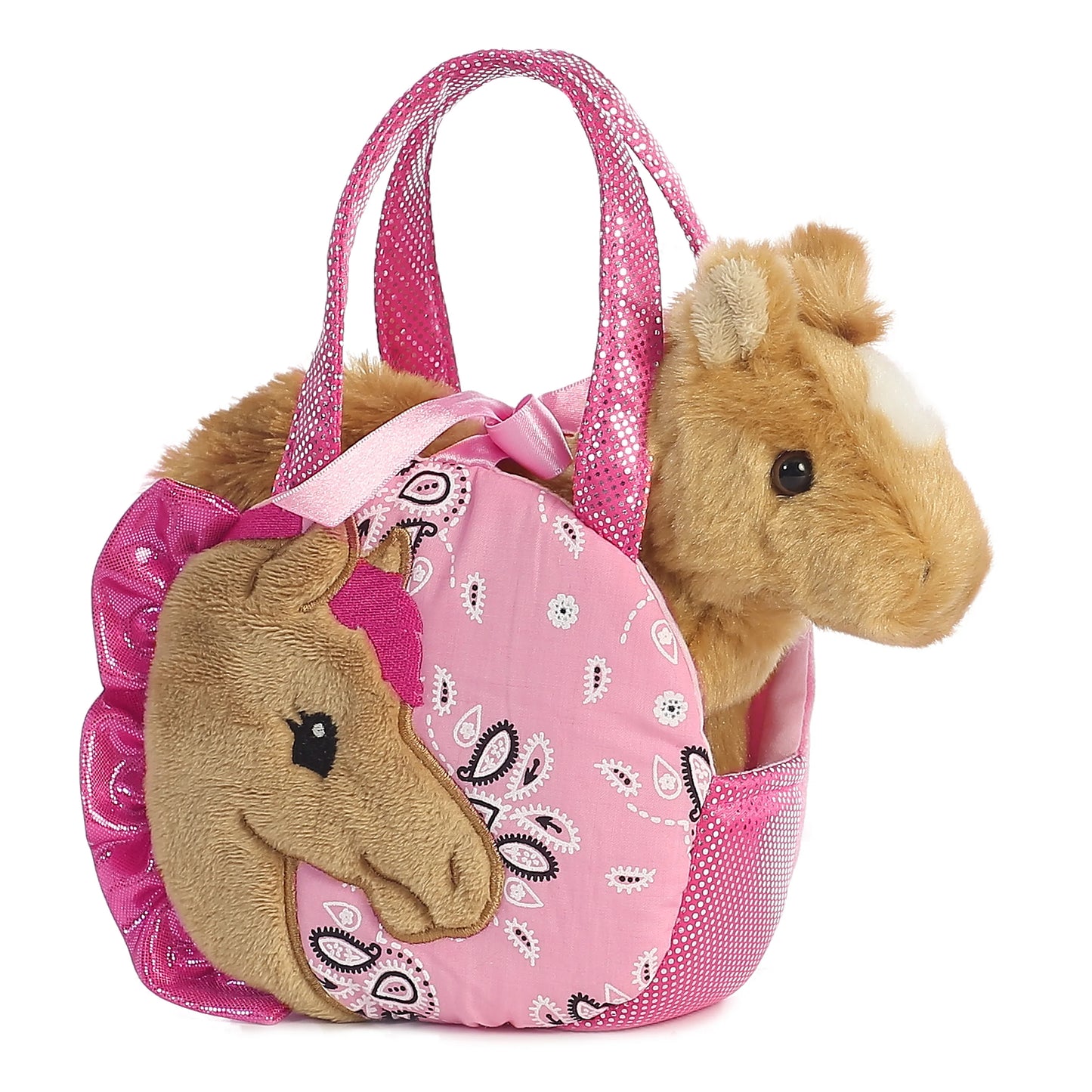 BOLSO PELUCHE PORTA CABALLO PEQUEÑO ROSA PRETT PONY