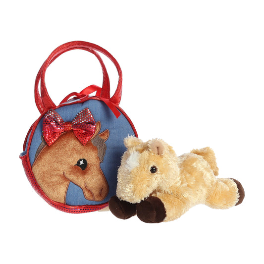 BOLSO PELUCHE PORTA CABALLO PEQUEÑO ROJO MEZCLILLA PRETTY PONY