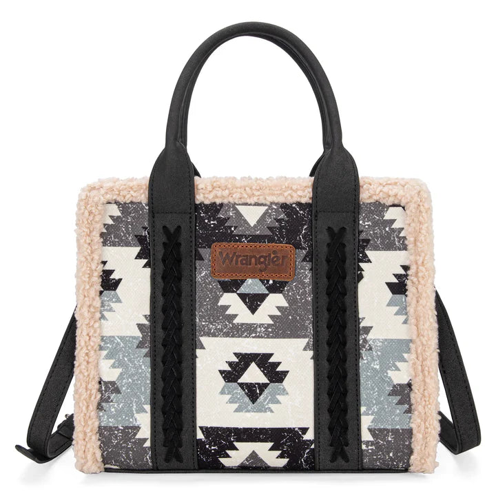 BOLSO WRANGLER TOTE BAG AZTECA NEGRA CON SHERPA BLANCA WG166G-8120BK