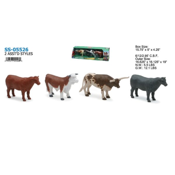 JUGUETE SET 4 TOROS COUNTRY LIFE DIFERENTES RAZAS ESCALA 1:18