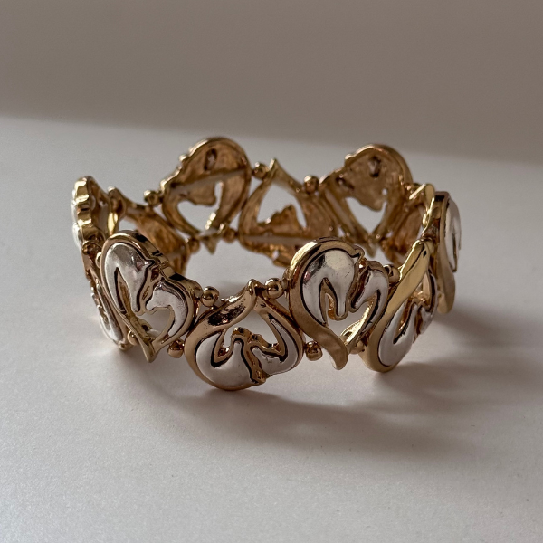 PULSERA DOS CABALLOS DORADO Y PLATA