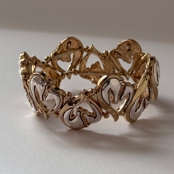 PULSERA DOS CABALLOS DORADO Y PLATA