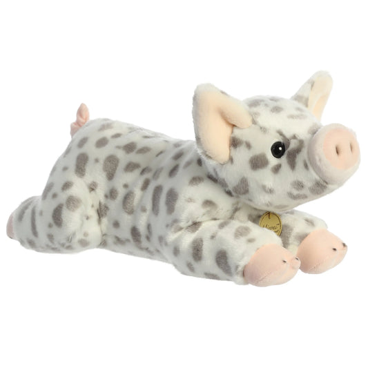 PELUCHE FINO PUERQUITO MOTEADO GRIS 28CM