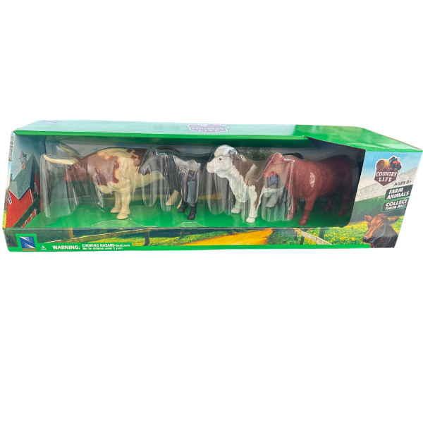 JUGUETE SET 4 TOROS COUNTRY LIFE DIFERENTES RAZAS ESCALA 1:18