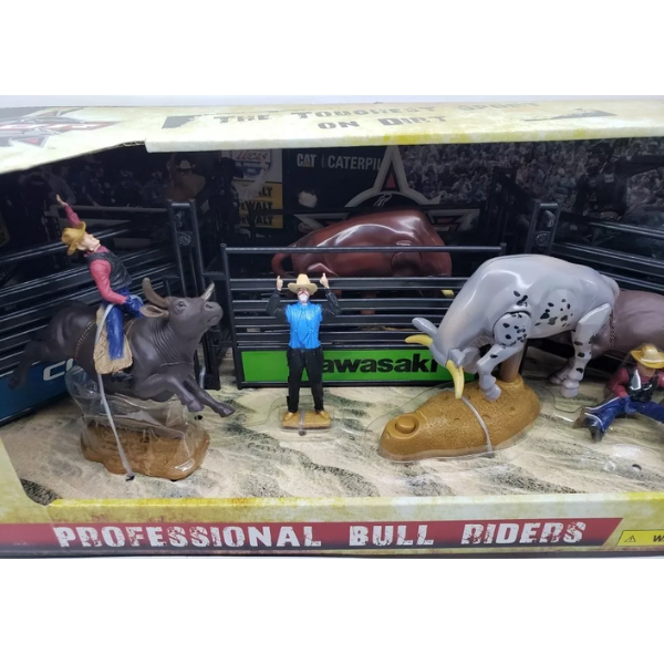 JUGUETE PBR RODEO CON JINETES Y TORO QUE REPARA ESCALA 1:43